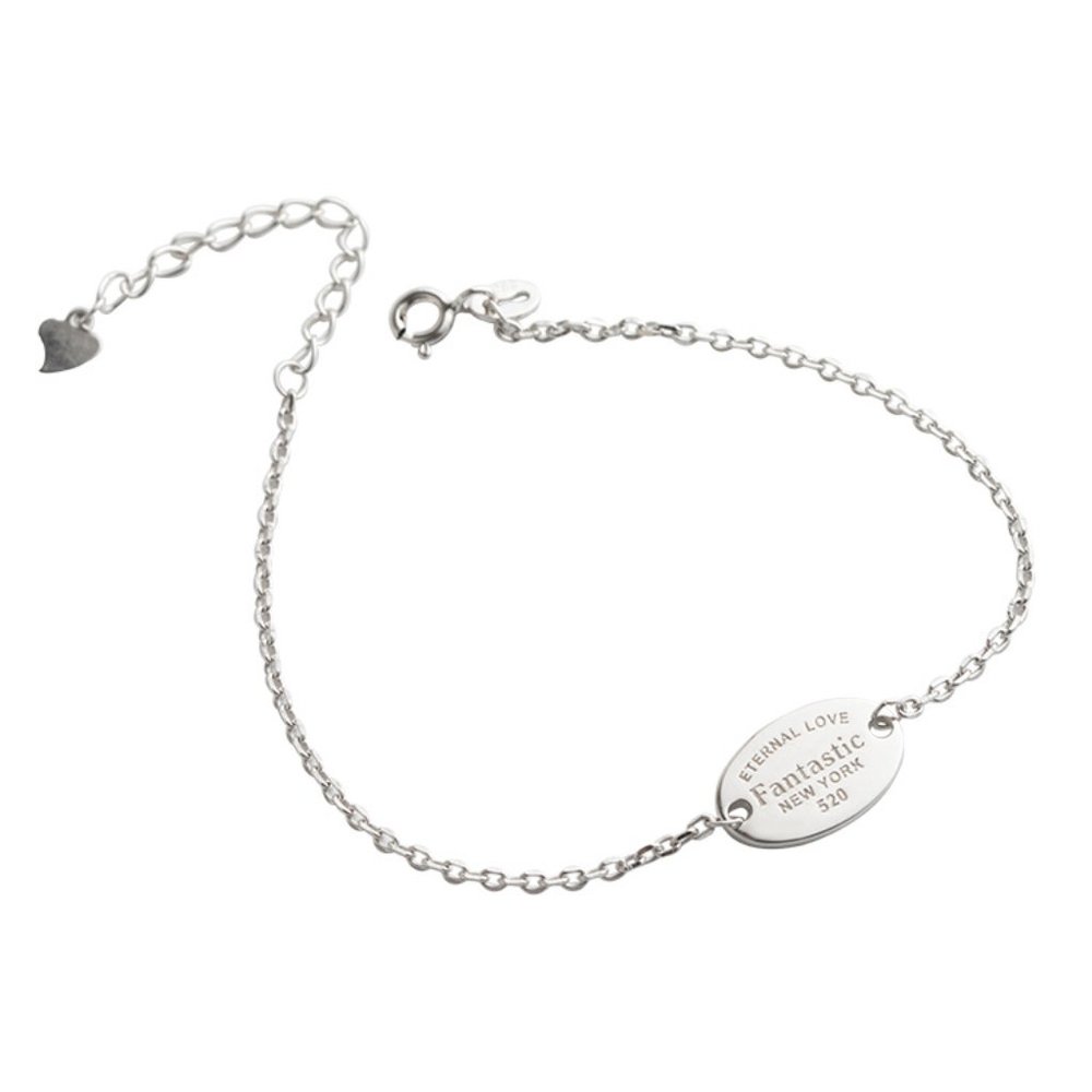 Eternal Love Fantastic New York tag bracelet in sterling silver with oval tag.